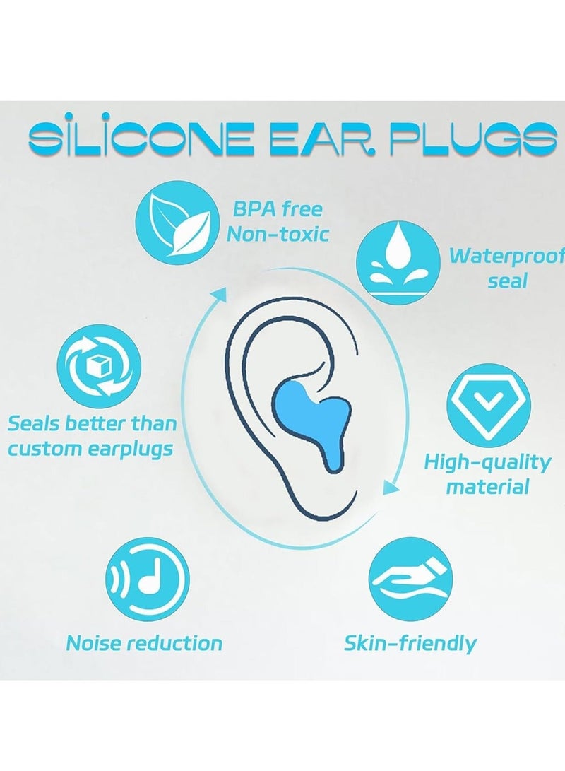 16 Pieces Reusable Waterproof And Soundproof Silicone Earplugs, Suitable For Sleep, Study, Swimming, Airplane, And Concert Protective Covers, - Image 4