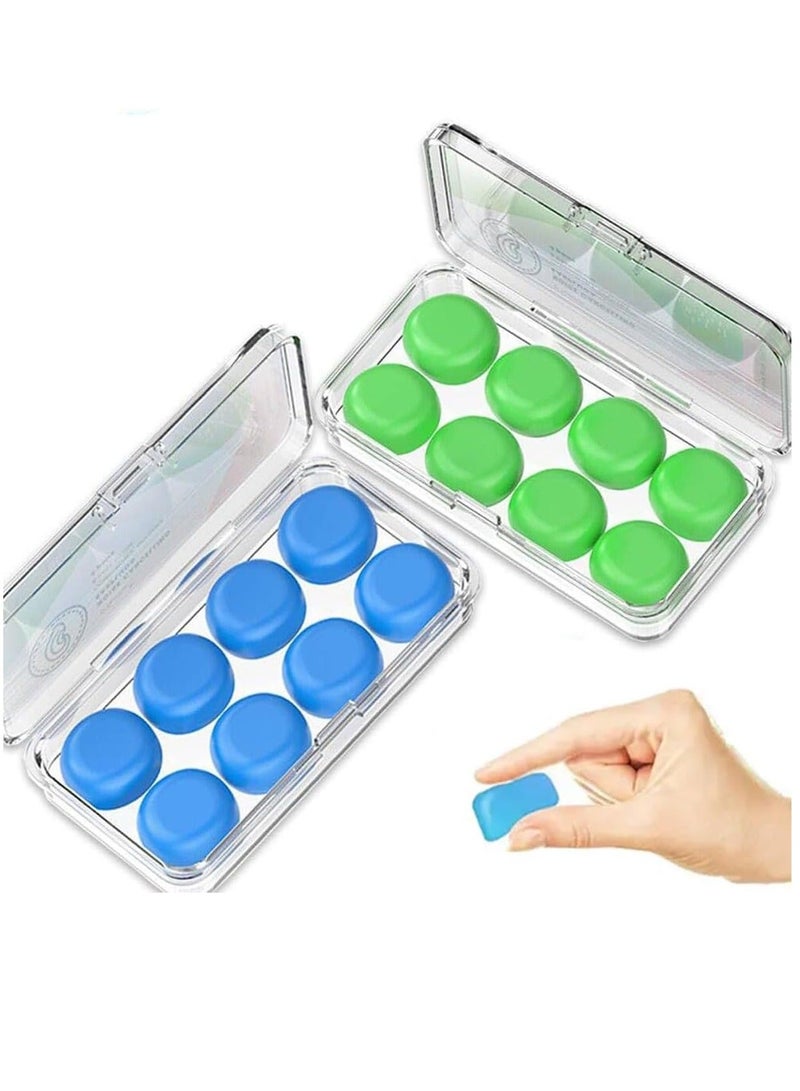 16 Pieces Reusable Waterproof And Soundproof Silicone Earplugs, Suitable For Sleep, Study, Swimming, Airplane, And Concert Protective Covers, - Image 1