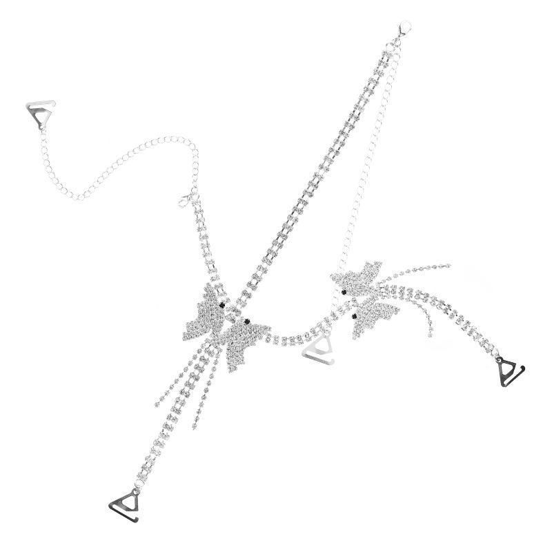 2 Pairs of Rhinestone Butterfly Straps Adjustable Underwear Replacement Straps - Image 5