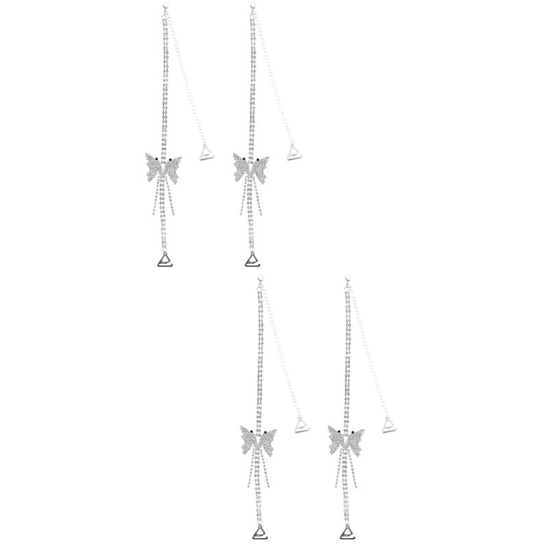 2 Pairs of Rhinestone Butterfly Straps Adjustable Underwear Replacement Straps - Image 1