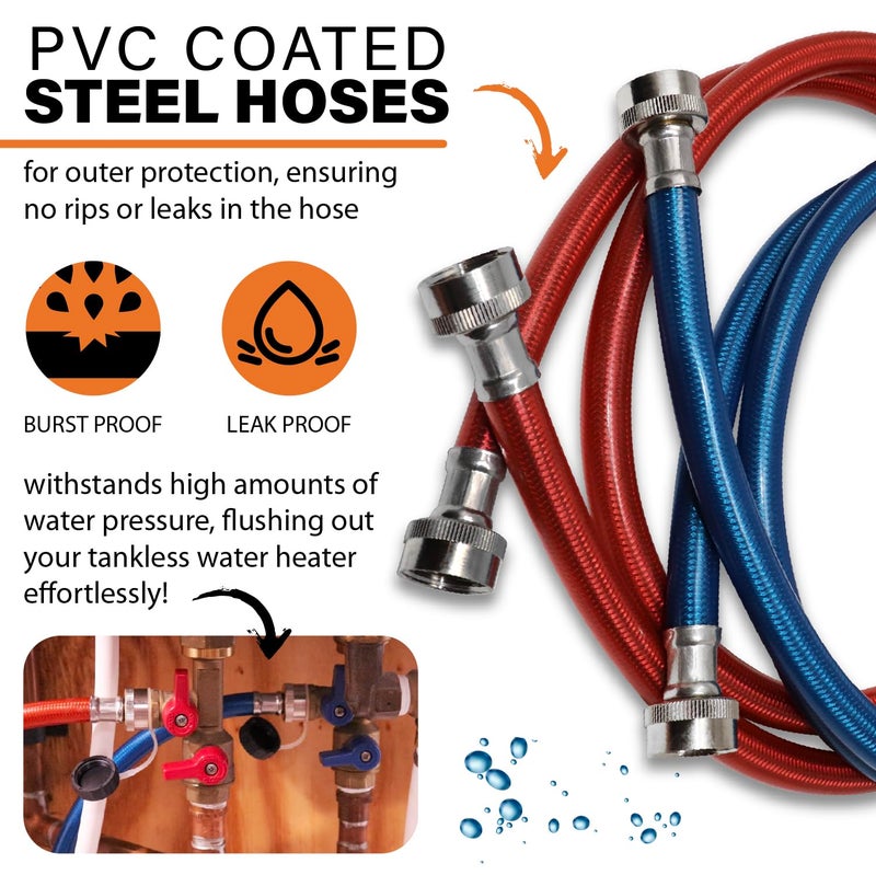 Chromex Tankless Water Heater Flush Kit with Certified Liquid Descaling Solution and 1/6HP Extra Strength Pump - Image 3