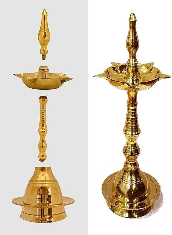 SATVIK STORE SATVIK 7 بوصة من النحاس المعدني كيرالا ساماي ديوالي ديباك لبوجا التقليدية بانشماهال بوجا ديبام ديا مصباح الزيت Kutthu Vilakku Dia Deepawali الهندي هدية العودة لمنزل جديد (عبوة من 2) - Image 2