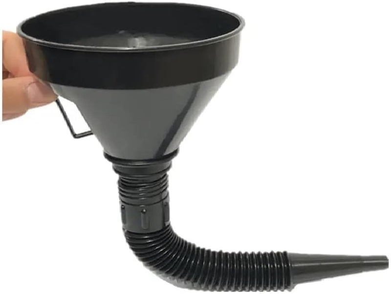 Multi Purpose Plastic Funnel - with Extendable Flexible Spout Black