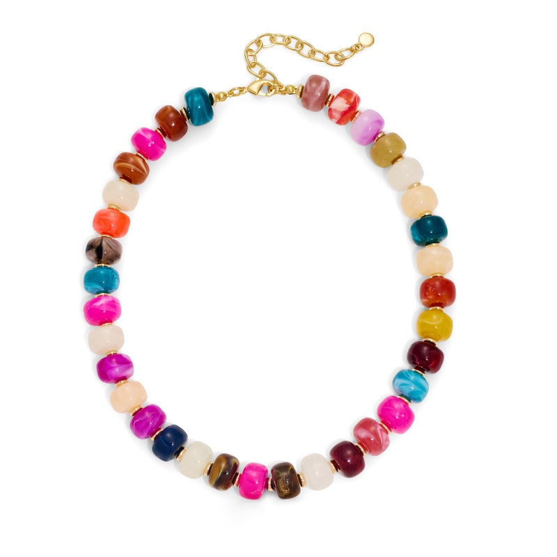 HolidayQbee Beaded Necklace for Women Boho Colorful Bead Gemstone Chunky Necklace Big Bead Necklace Fashion Trendy Summer Stone Beaded Necklaces Jewelry Gifts - Image 1