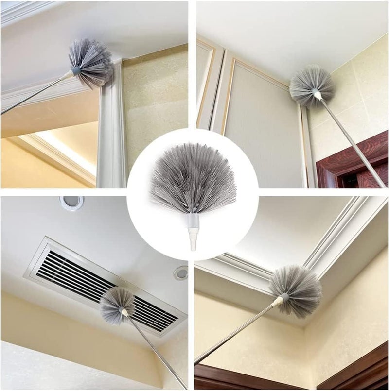 TECH LOGO ELECTRONICS New 2024 Microfiber Feather Duster 4PCS Extendable Bendable Dusters with Long Extension Pole Washable Lightweight Dusters for Cleaning Ceiling Fan Twin ExtraLong 3 in 1 Duster  - Image 4