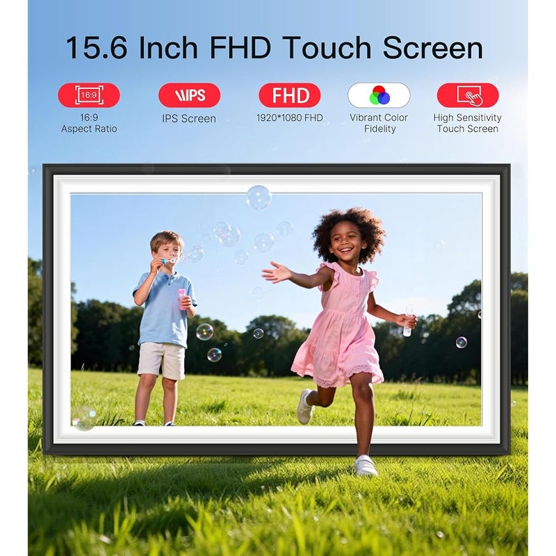 BIGASUO 64GB Frameo 15.6 Digital Picture Frame Large 1920 x 1080 IPS FHD Touch Screen WiFi Electronic Photo Frames Share Moments Instantly Anywhere Photo Gifts for Parents and Grandparents - Image 4