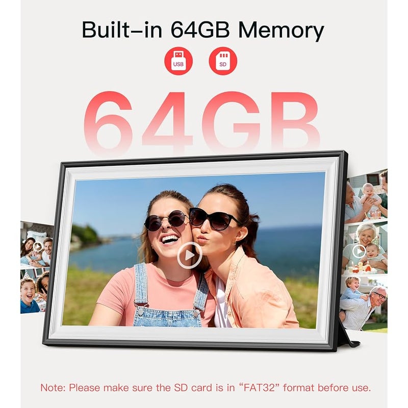 BIGASUO 64GB Frameo 15.6 Digital Picture Frame Large 1920 x 1080 IPS FHD Touch Screen WiFi Electronic Photo Frames Share Moments Instantly Anywhere Photo Gifts for Parents and Grandparents - Image 3