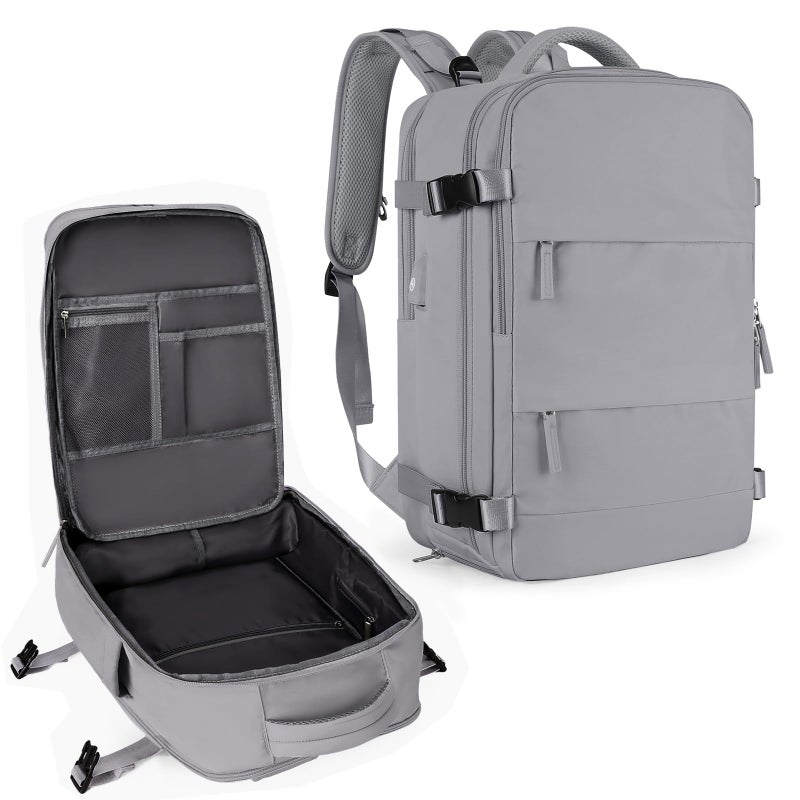 Coowoz Large Travel Backpack For Women Men, Flight Approved, Waterproof Outdoor Sports Rucksack, Casual Daypack, Fit 15.6 Inch Laptop Shoes, Grey - Image 1