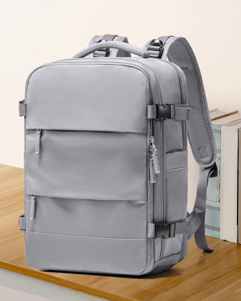 Coowoz Large Travel Backpack For Women Men, Flight Approved, Waterproof Outdoor Sports Rucksack, Casual Daypack, Fit 15.6 Inch Laptop Shoes, Grey - Image 2