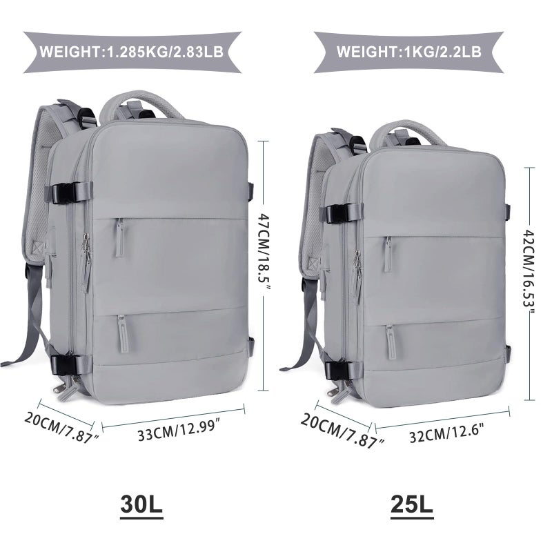 Coowoz Large Travel Backpack For Women Men, Flight Approved, Waterproof Outdoor Sports Rucksack, Casual Daypack, Fit 15.6 Inch Laptop Shoes, Grey - Image 3