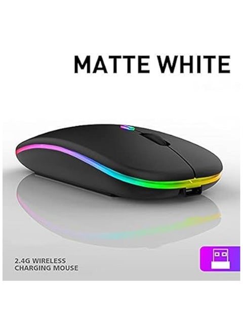 GeekerChip LED Wireless Mouse,Rechargeable Silent 2.4G Wireless Computer Mouse with USB Receiver,Untra Thin RGB Backlit Cordless Mice for Laptop,Tablet