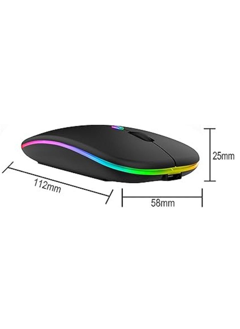 Generic - GeekerChip LED Wireless Mouse,Rechargeable Silent 2.4G Wireless Computer Mouse with USB Receiver,Untra Thin RGB Backlit Cordless Mice for Laptop,Tablet - Image 1