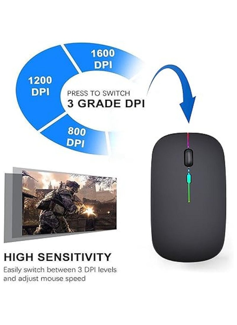 Generic - GeekerChip LED Wireless Mouse,Rechargeable Silent 2.4G Wireless Computer Mouse with USB Receiver,Untra Thin RGB Backlit Cordless Mice for Laptop,Tablet - Image 1