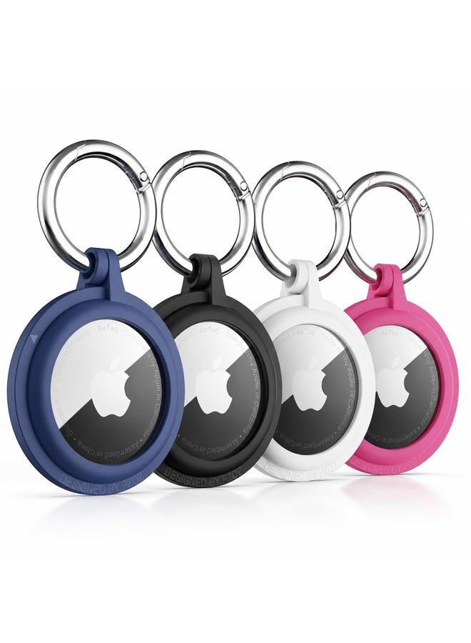 Pzoz (4 Pack) AirTag Case Keychain Holder Compatible with Apple AirTag, Built-in Screen Protector Hard Plastic Anti-Lost Cover Accessories, Finder Items for Kids Dogs Collar Keys (Multi-Color) - Image 1