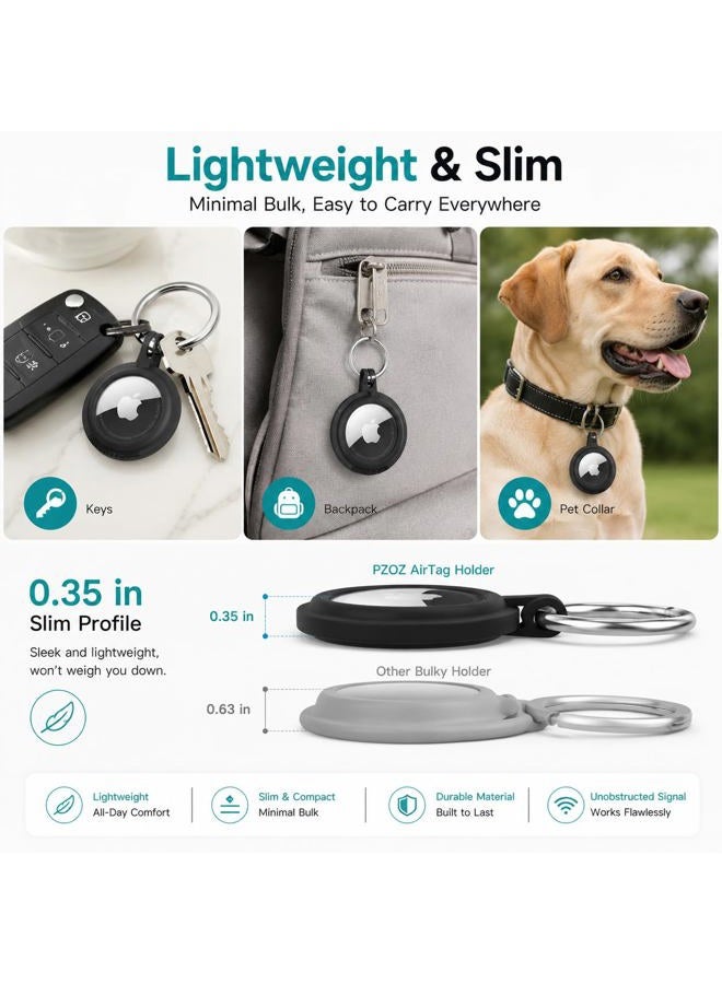 Pzoz (4 Pack) AirTag Case Keychain Holder Compatible with Apple AirTag, Built-in Screen Protector Hard Plastic Anti-Lost Cover Accessories, Finder Items for Kids Dogs Collar Keys (Multi-Color) - Image 4