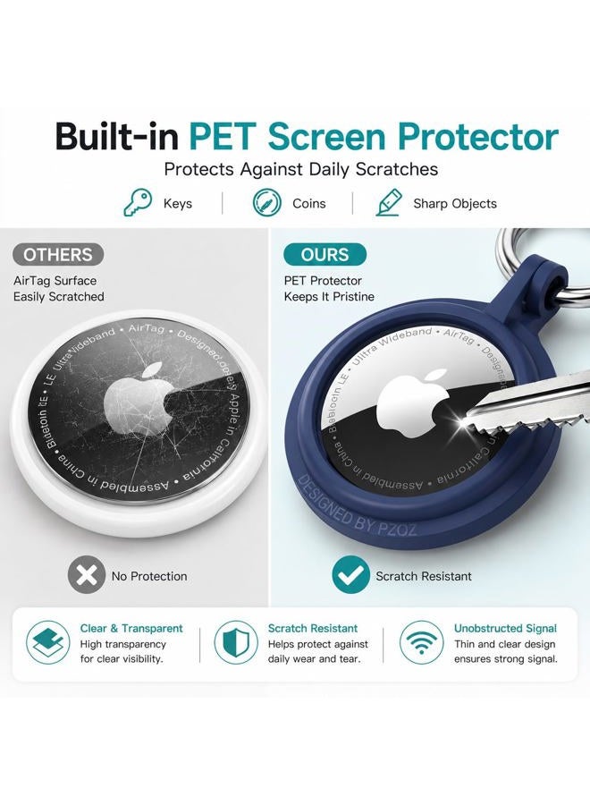 Pzoz (4 Pack) AirTag Case Keychain Holder Compatible with Apple AirTag, Built-in Screen Protector Hard Plastic Anti-Lost Cover Accessories, Finder Items for Kids Dogs Collar Keys (Multi-Color) - Image 3