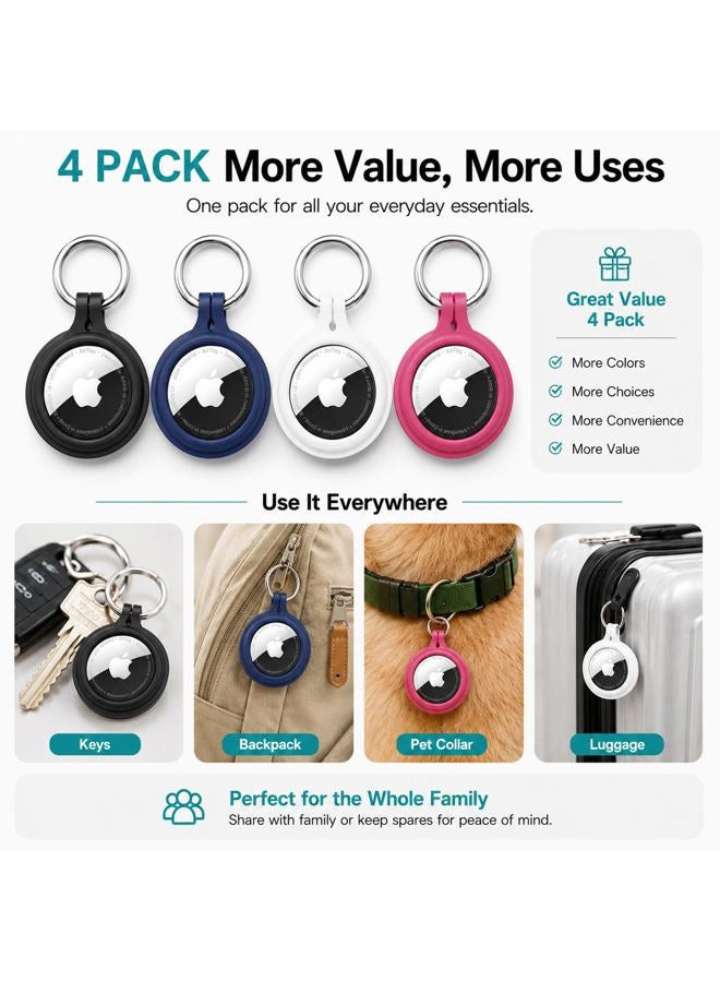 Pzoz (4 Pack) AirTag Case Keychain Holder Compatible with Apple AirTag, Built-in Screen Protector Hard Plastic Anti-Lost Cover Accessories, Finder Items for Kids Dogs Collar Keys (Multi-Color) - Image 5