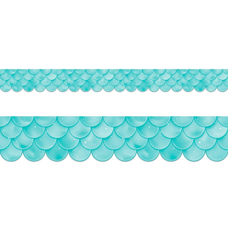 Ceiba Tree Ombre Turquoise Scallops Bulletin Board Borders for Classroom Trim Back to School Decoration 36 Feet - Image 2