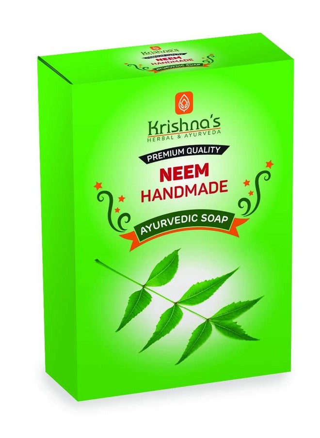 Krishna's Herbal & Ayurveda Krishna'S Neem Handmade Soap 100 G Each (Pack Of 4) Neem Bathing Soap For Acne Natural Soap With Essential Oils  - Image 3