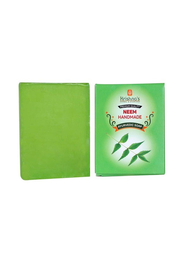 Krishna's Herbal & Ayurveda Krishna'S Neem Handmade Soap 100 G Each (Pack Of 4) Neem Bathing Soap For Acne Natural Soap With Essential Oils  - Image 2