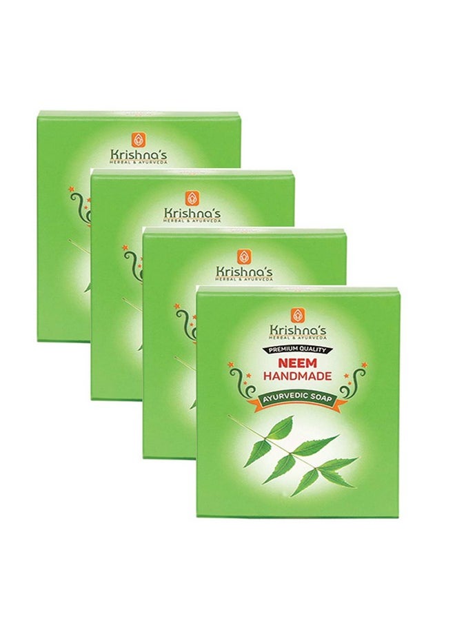 Krishna's Herbal & Ayurveda Krishna'S Neem Handmade Soap 100 G Each (Pack Of 4) Neem Bathing Soap For Acne Natural Soap With Essential Oils  - Image 1