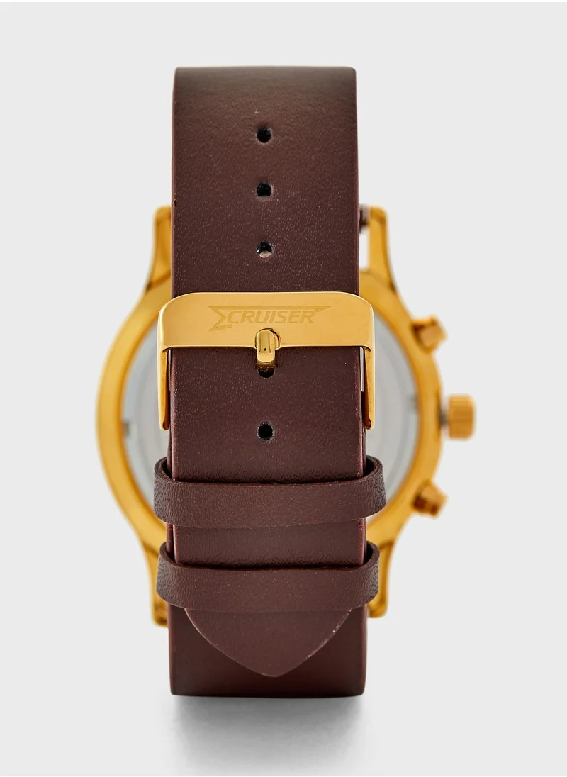 CRUISER Leather Strap Chronograph Watch