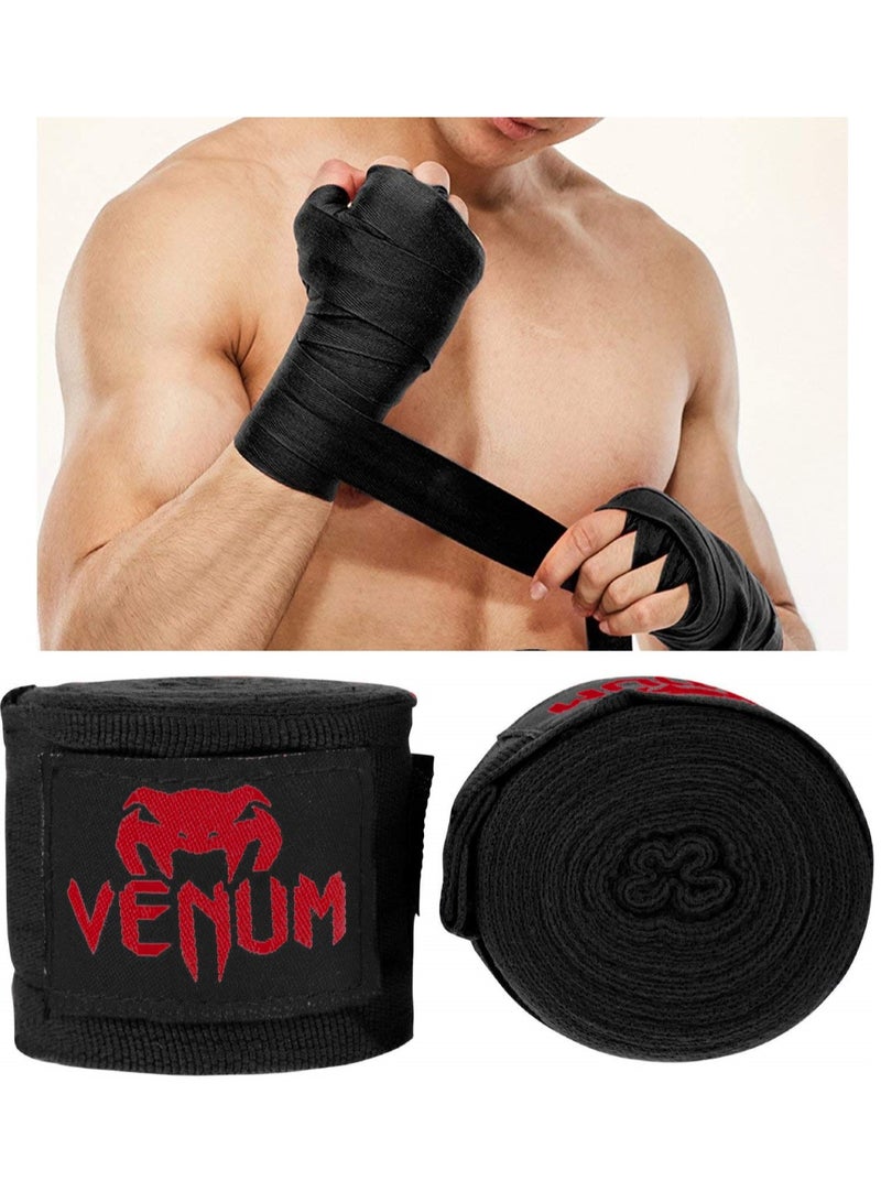 VENUM 3.5M VENUM Boxing Hand Wraps, Punching Bandage for Gloves, Wrist & Knuckle Support 2Pcs, Black - Image 5