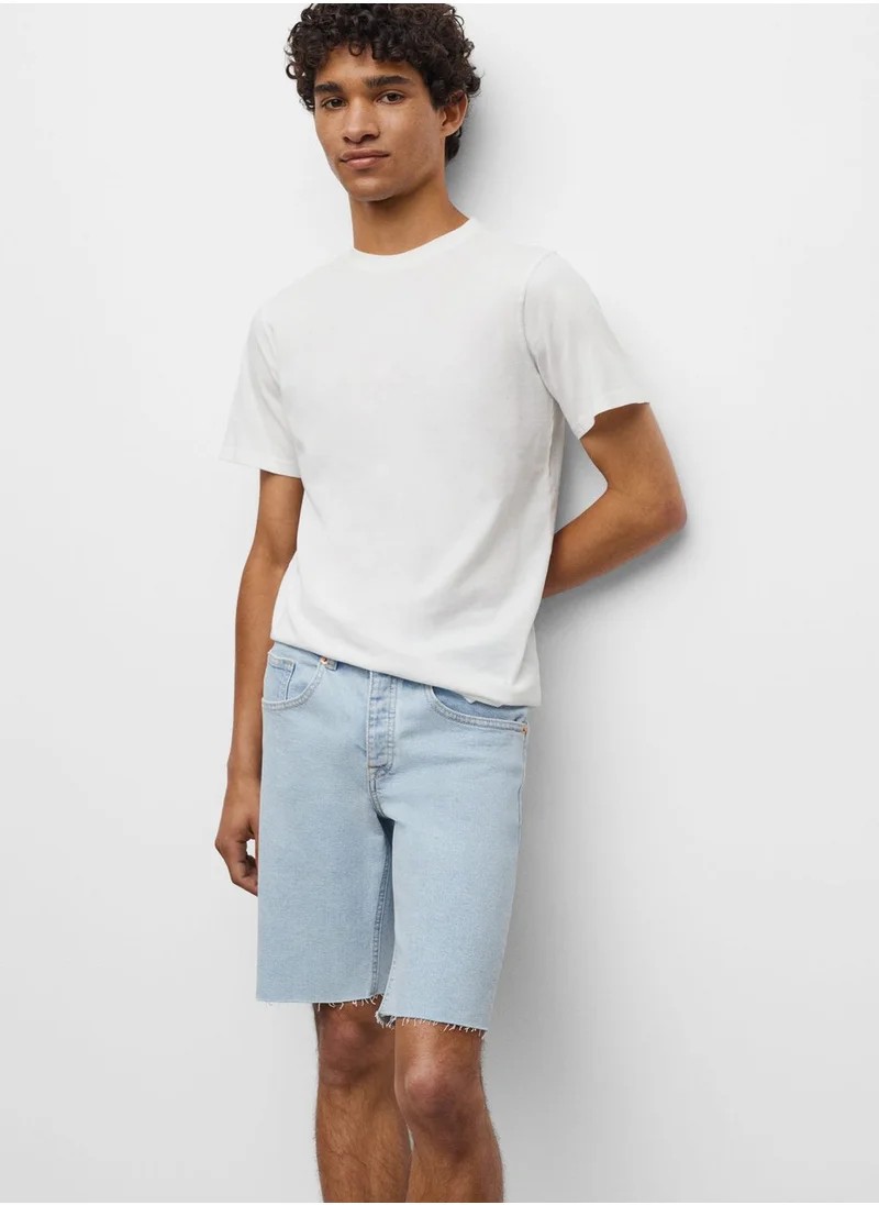 MANGO Kids Light Wash Frayed Hem Denim Shorts