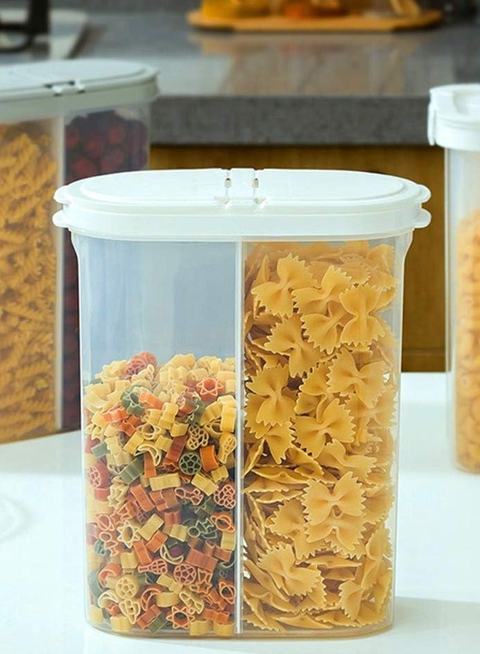 AIWANTO Large Airtight Food Storage Container – Gray 2-Partition Sealed Jar for Coffee, Sugar, Tea & Kitchen Essentials - Image 1