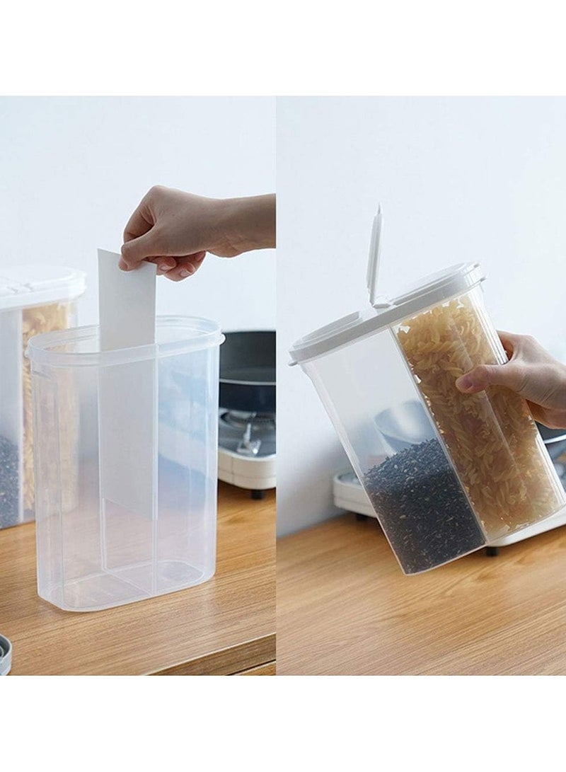 AIWANTO Large Airtight Food Storage Container – Gray 2-Partition Sealed Jar for Coffee, Sugar, Tea & Kitchen Essentials - Image 2