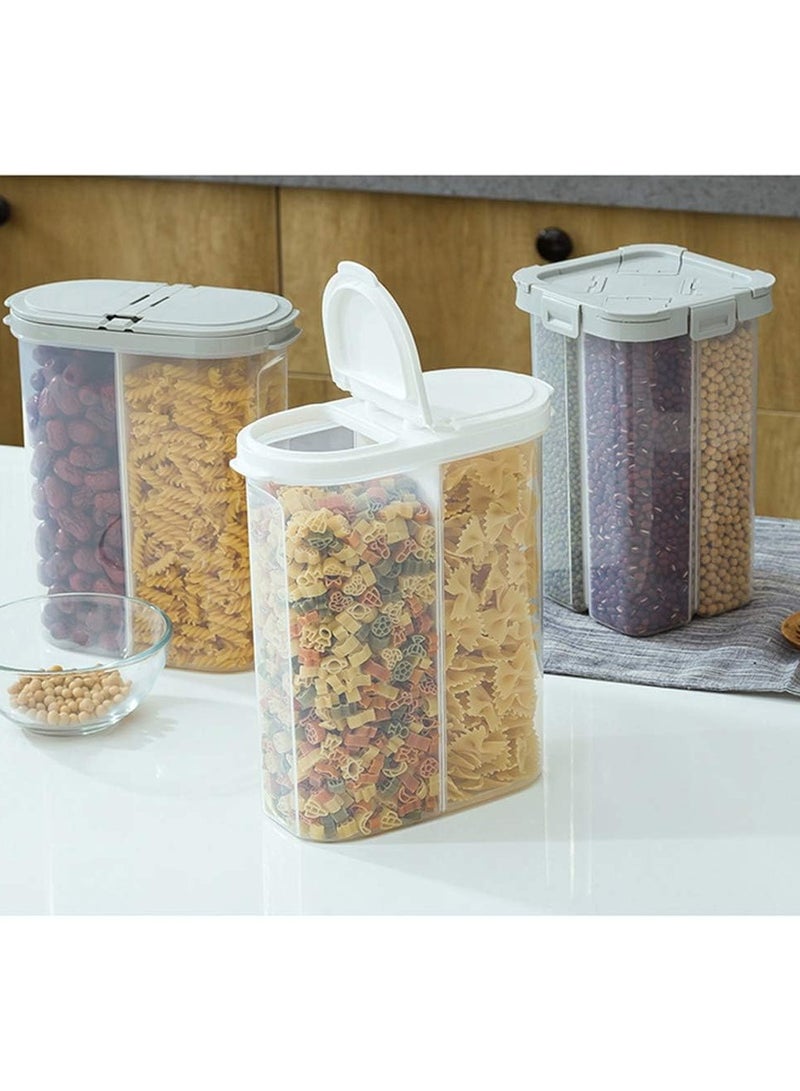 AIWANTO Large Airtight Food Storage Container – Gray 2-Partition Sealed Jar for Coffee, Sugar, Tea & Kitchen Essentials - Image 3