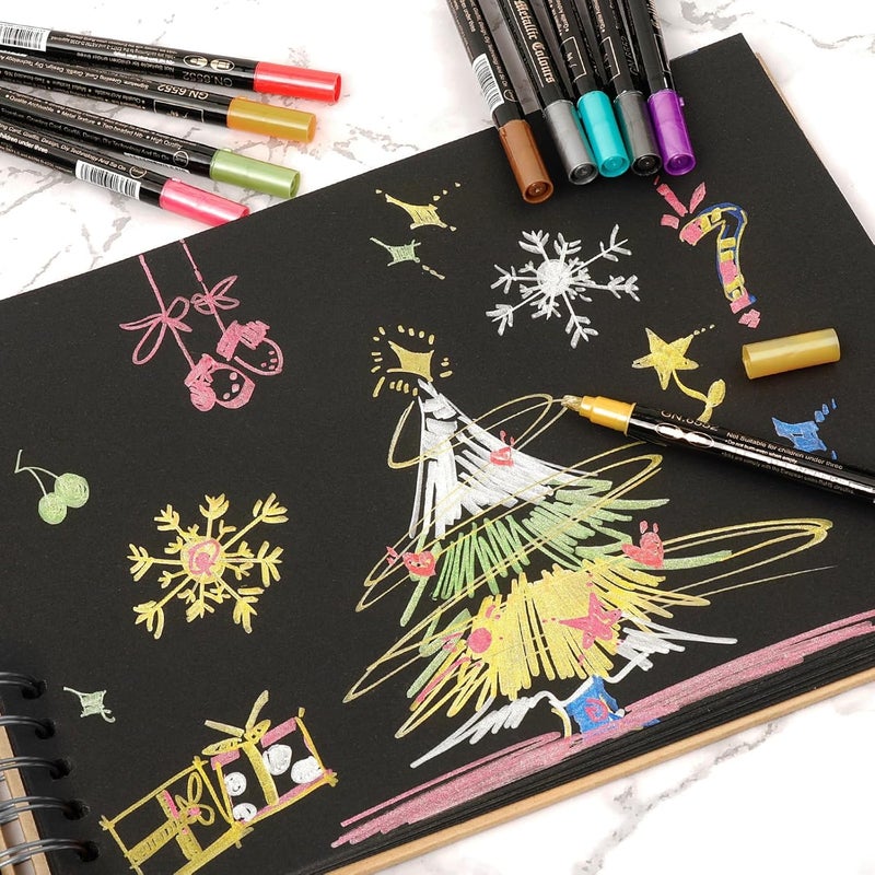 Excefore Fabric Markers, Acrylic Paint Markers For Painting, Black Paper, Cardstock, Scrapbook, Card Making, Bookmarks, Diy Art Crafting, Calligraphy, 12 Colors Dual Tip With Chisel & Round Tip - Image 3