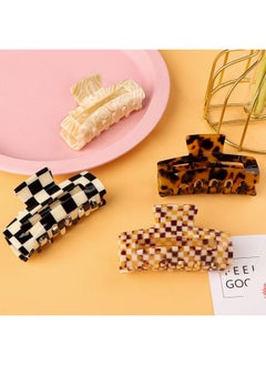 MagicSky Magicsky 4PCS Hair Claw Clips, Acrylic Banana Barrettes Butterfly French Jaw Clip, Big Hair Clip Hairclips for Thick Thin Hair- Styling Accessories for Women Girls, Large Checkerboard, Leopard, White  - Image 4