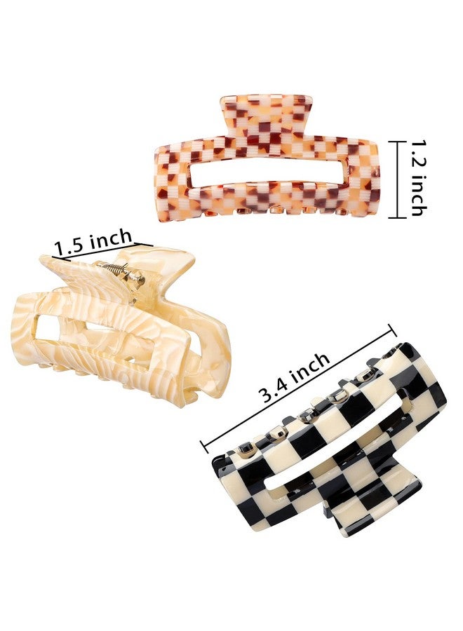 Magicsky 4PCS Hair Claw Clips, Acrylic Banana Barrettes Butterfly French Jaw Clip, Big Hair Clip Hairclips for Thick Thin Hair- Styling Accessories for Women Girls, Large Checkerboard, Leopard, White - Image 5