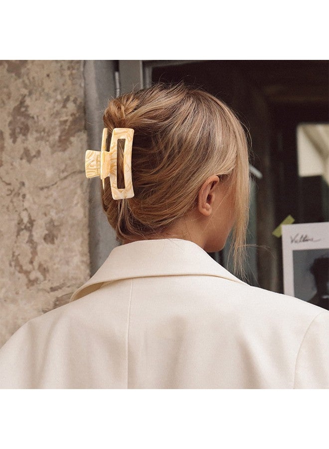 Magicsky 4PCS Hair Claw Clips, Acrylic Banana Barrettes Butterfly French Jaw Clip, Big Hair Clip Hairclips for Thick Thin Hair- Styling Accessories for Women Girls, Large Checkerboard, Leopard, White - Image 3