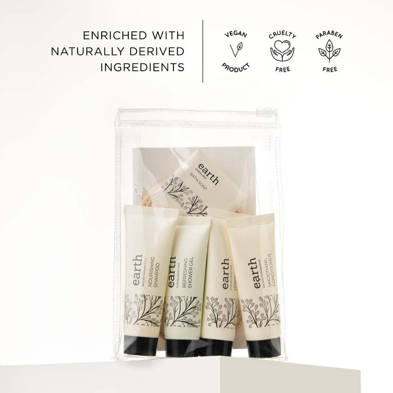 Kimirica Travel Kit Bath Set Earth Luxury Bath and Body Care Travel pouch| 6 in 1 self-care travel kit with a reusable pouch 100% Vegan - Image 4