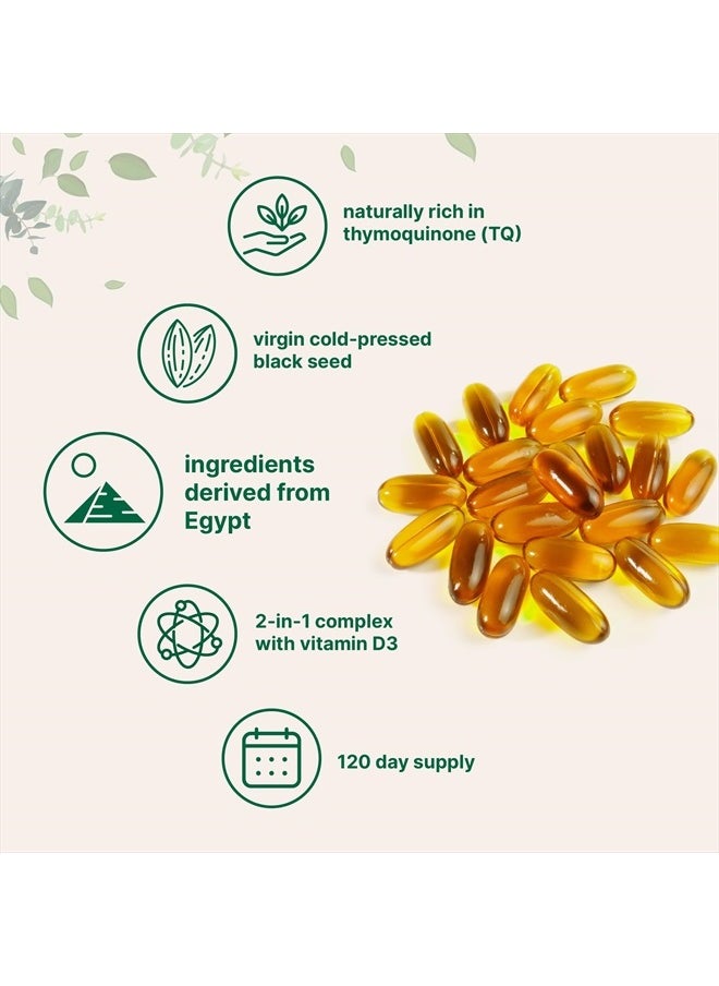 Micro Ingredients - Black Seed Oil with Vitamin D3, 2000 mg - 240 SoftGels - Image 1