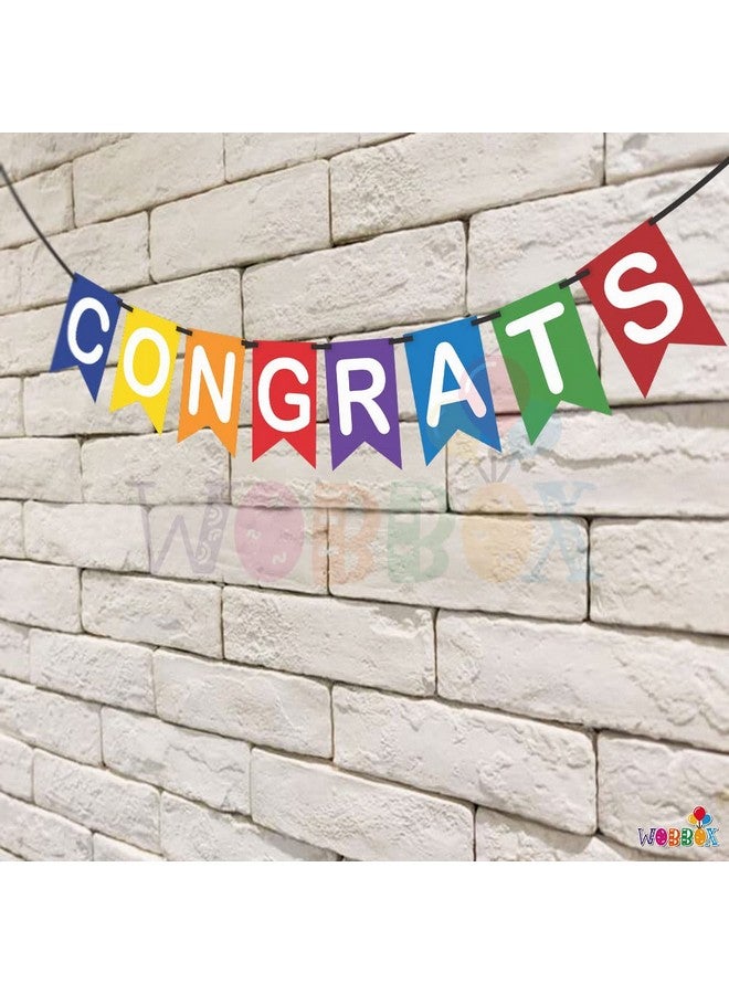 Wobbox Multi Color Congrats Bunting Banner, Congratulations Banner for Decoration - Image 1