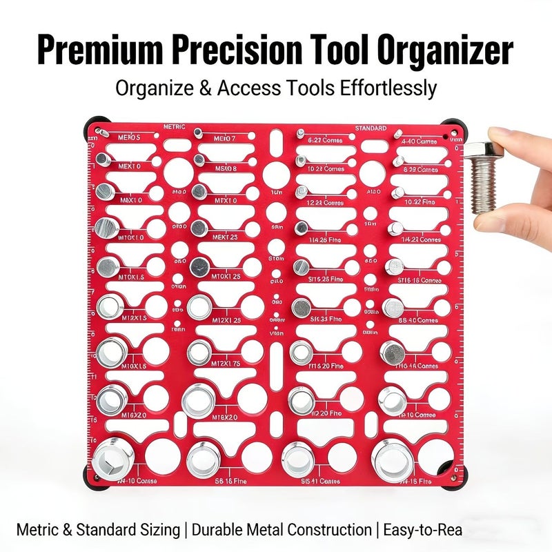 Red Standard And Metric Thread Checker Nut Bolt Gauge With Drill Sizes Finder - Image 5
