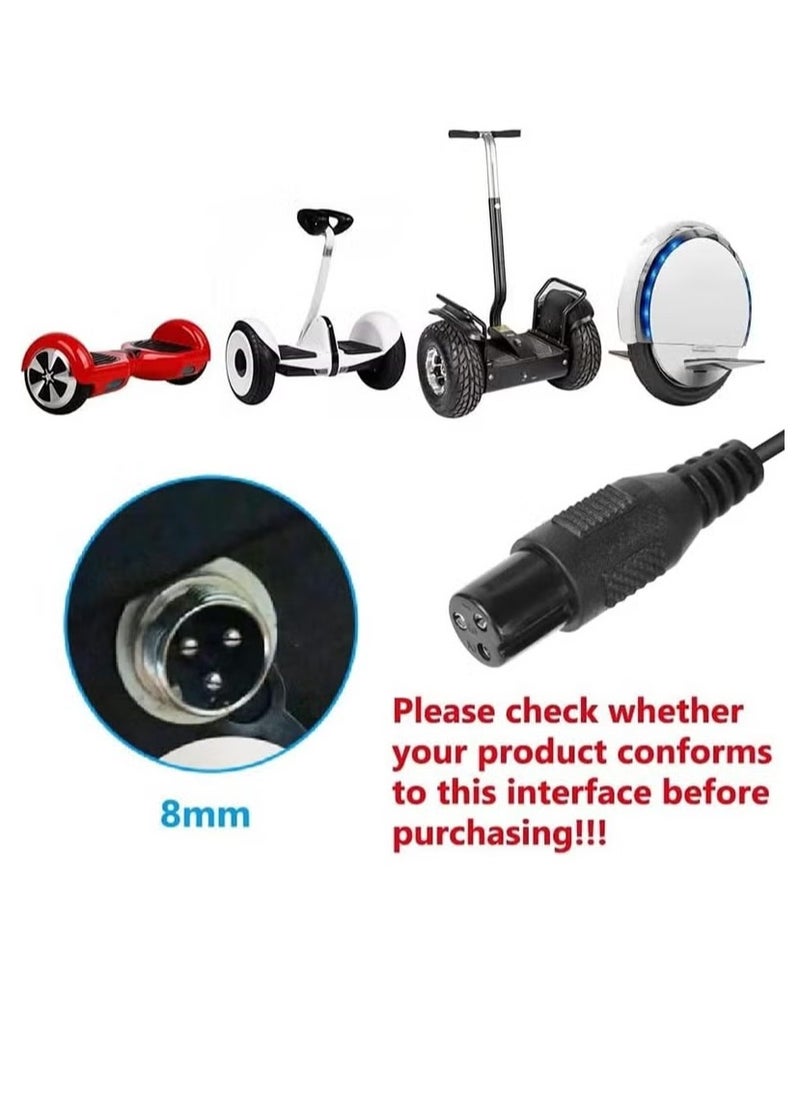 Generic - 42V 2A Electric Scooter Charger 3 Pin, DC 8mm Port Universal Power Adapter, 36V Lithium Battery Charger for Hoverboard, Self-Balancing Scooter, Drifting Board, Unicycle, Electric Bike - Image 1