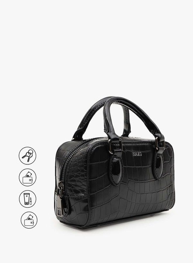 Kazo Bag Black Structured Shoulder Handbag | Premium Faux Leather Purse - Image 2