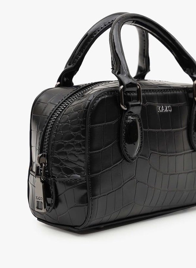 Kazo Bag Black Structured Shoulder Handbag | Premium Faux Leather Purse - Image 5