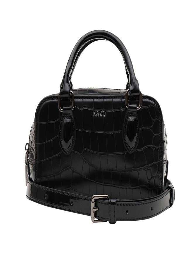 Kazo Bag Black Structured Shoulder Handbag | Premium Faux Leather Purse - Image 1