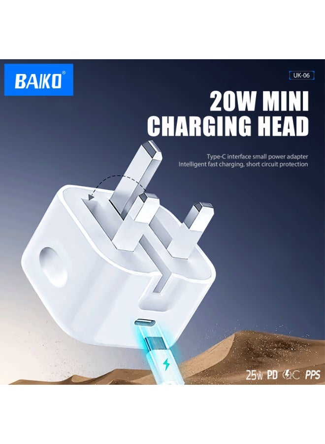 بَيّاكم شاحن جداري ذكي للتحكم في درجة الحرارة، مزود بمنفذ USB-C للشحن السريع بقوة 25 واط من بايكو UK06، يدعم تقنية الشحن السريع PD، وقابس قابل للطي. - Image 3