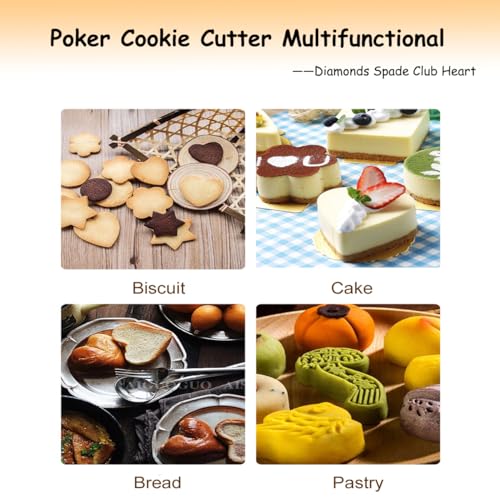 Lchen Cookie Cutter,4 Pieces Poker Stainless Steel Cookie Cutters Playing Card Cake Biscuit Decorating Bakeware Tool Diamonds Spade Club Heart Shape - Image 5