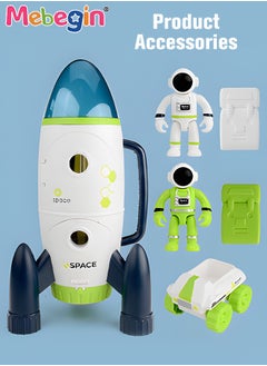 MEBEGIN 6 Pieces Space Rocket Toys Set, Adventure Spaceship Shuttle Toy with 2 Astronaut Figure, 2 Bags, 1 Car and 1 Rocket, Rocket Ship Toys, Creative Rocketship Space Toys, Ideal Gift for Kids Aged 3+, 2 AA Batteries Required(Not Included)  - Image 5