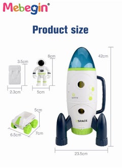 MEBEGIN 6 Pieces Space Rocket Toys Set, Adventure Spaceship Shuttle Toy with 2 Astronaut Figure, 2 Bags, 1 Car and 1 Rocket, Rocket Ship Toys, Creative Rocketship Space Toys, Ideal Gift for Kids Aged 3+, 2 AA Batteries Required(Not Included)  - Image 4