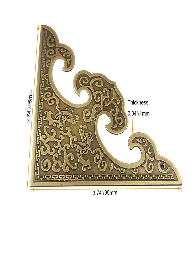 Tiazza 4Pcs Large Size Vintage Pure Copper Decorative Corner Protector Classical Furniture Cabinet Cupboard Door Embossing Corner Guard - Image 3
