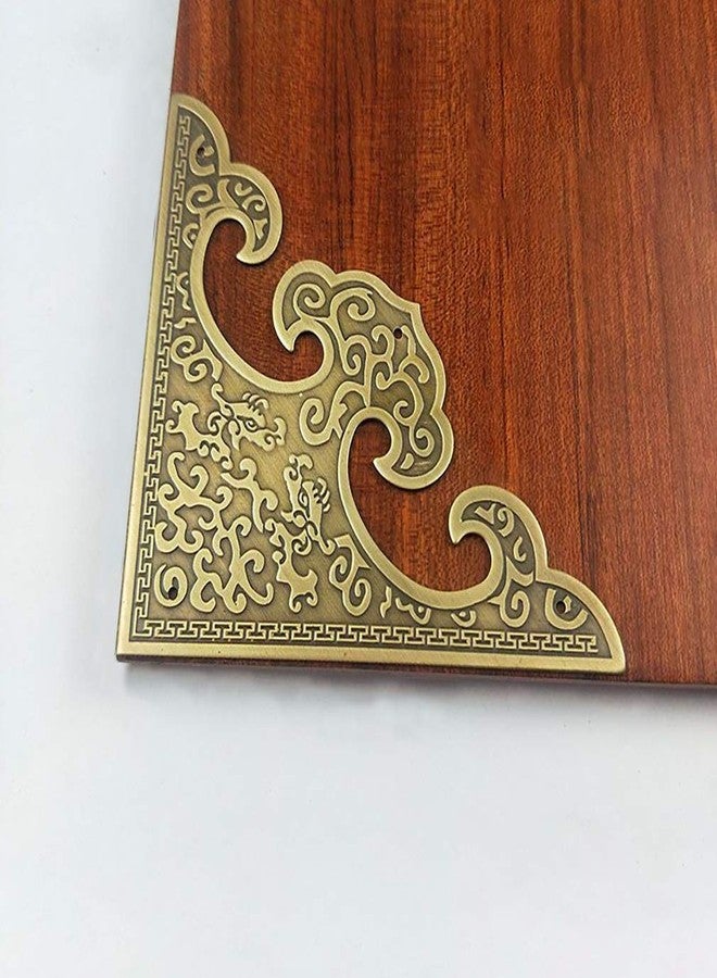 Tiazza 4Pcs Large Size Vintage Pure Copper Decorative Corner Protector Classical Furniture Cabinet Cupboard Door Embossing Corner Guard - Image 4