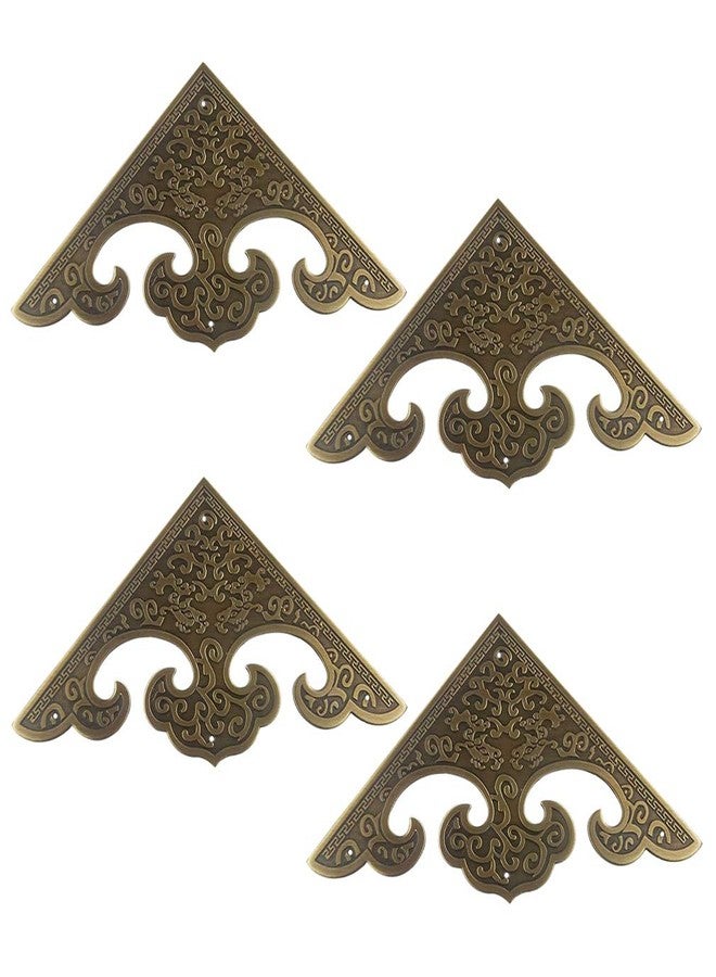 Tiazza 4Pcs Large Size Vintage Pure Copper Decorative Corner Protector Classical Furniture Cabinet Cupboard Door Embossing Corner Guard - Image 1
